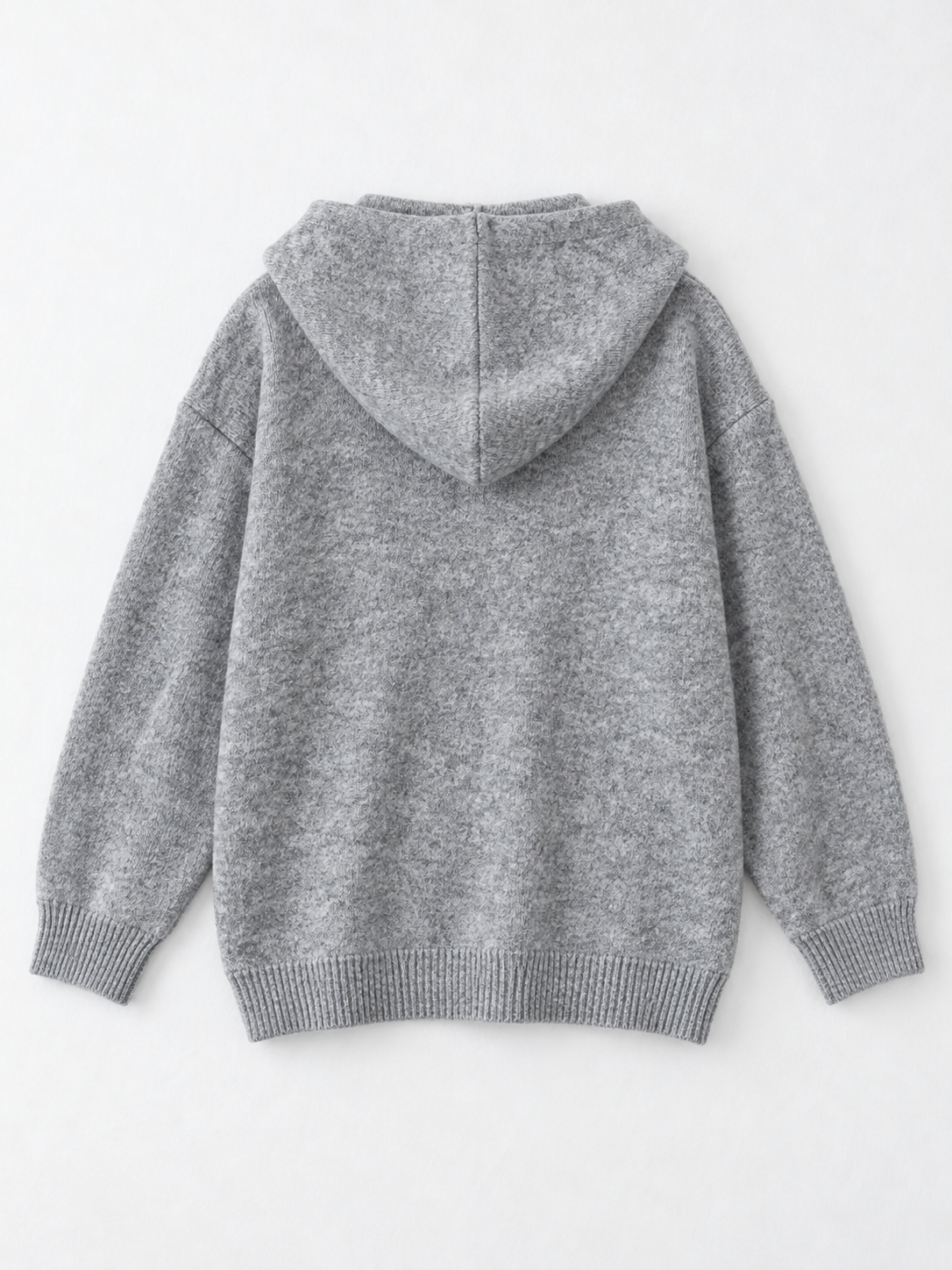 Hooded Denim-Pocket Knit Jacket