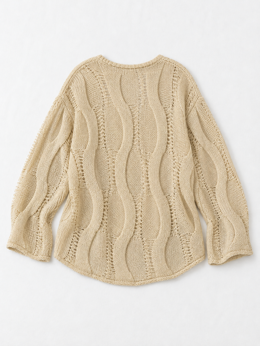 Openwork Wave-Knit Sweater