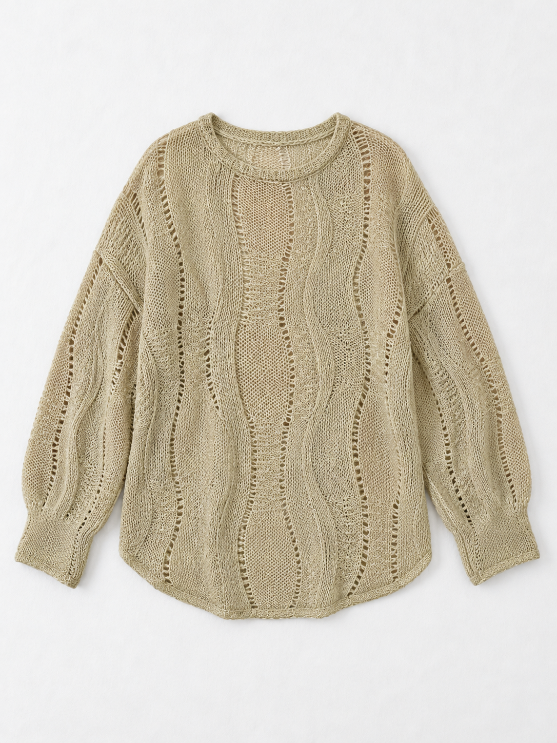 Openwork Wave-Knit Sweater