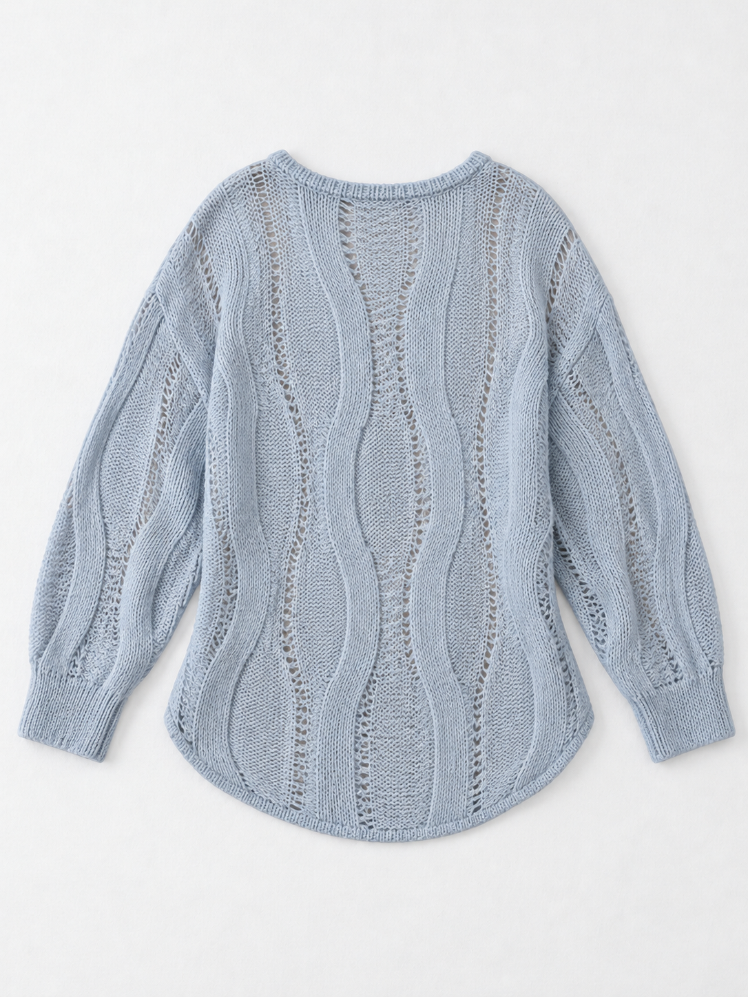 Openwork Wave-Knit Sweater