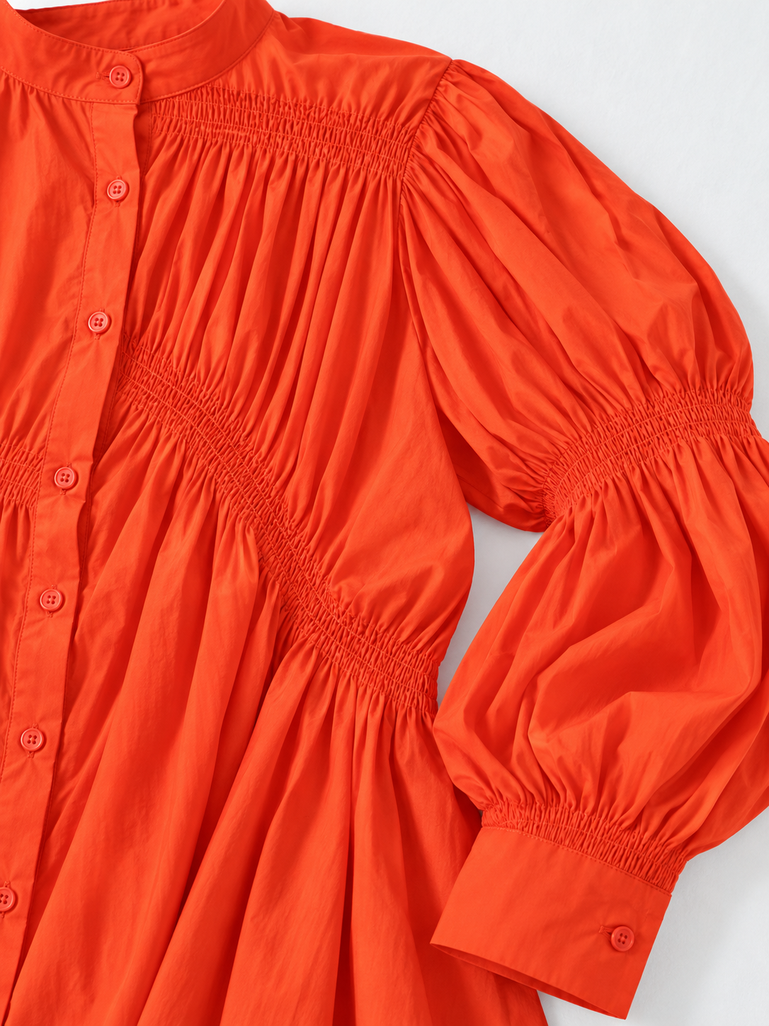 Smocked Panel Shirt Dress