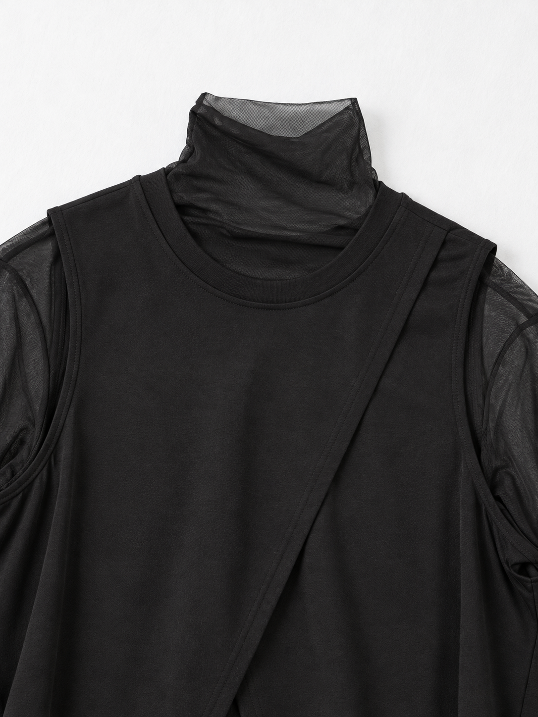 Pointed-Hem Vest and Mesh Top