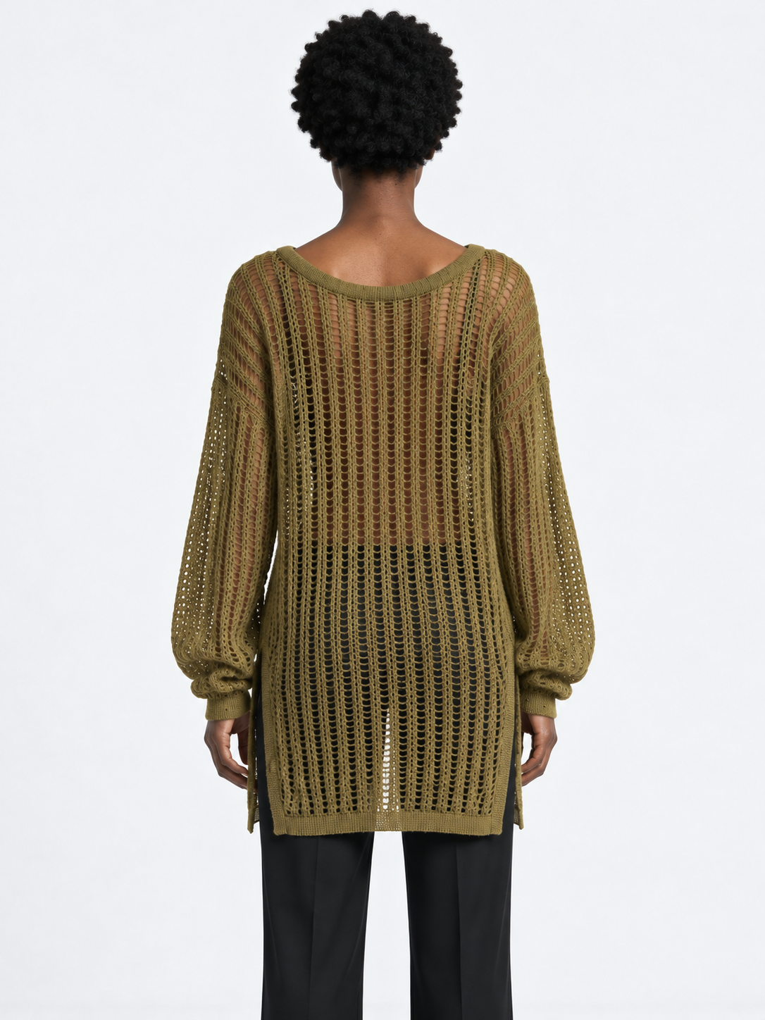 Longline Open-Stitch Sweater