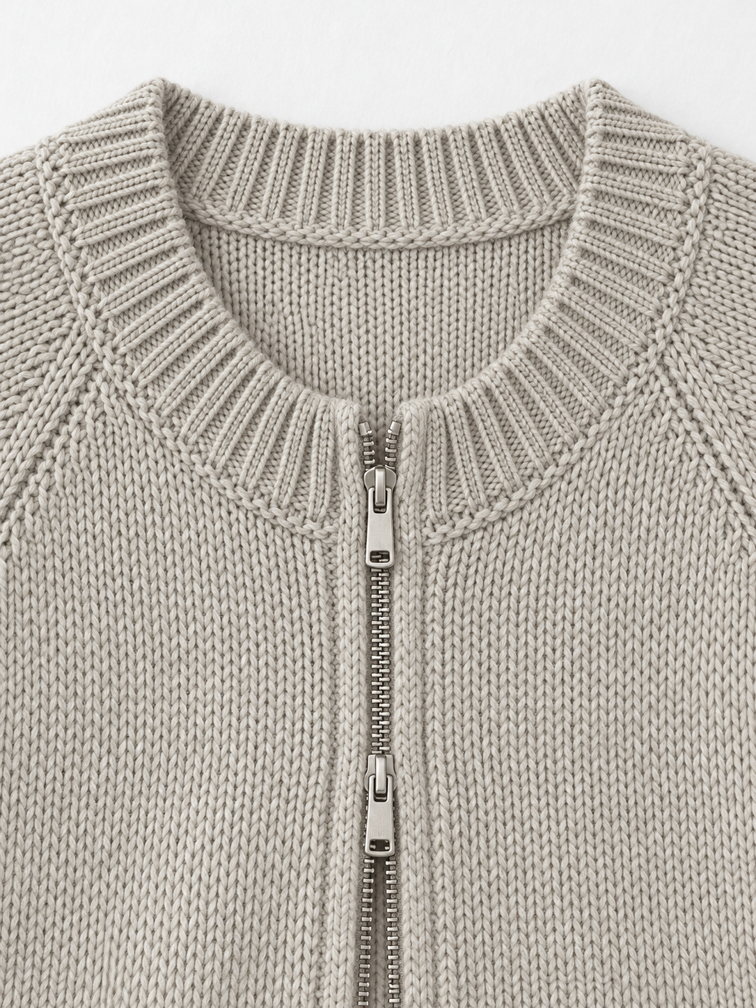 Ribbed Zip-Front Cardigan