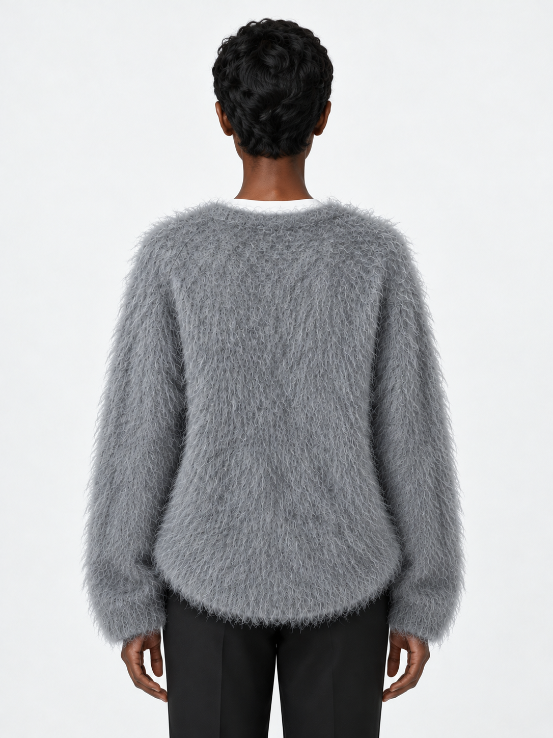Deep V-Neck Textured Sweater