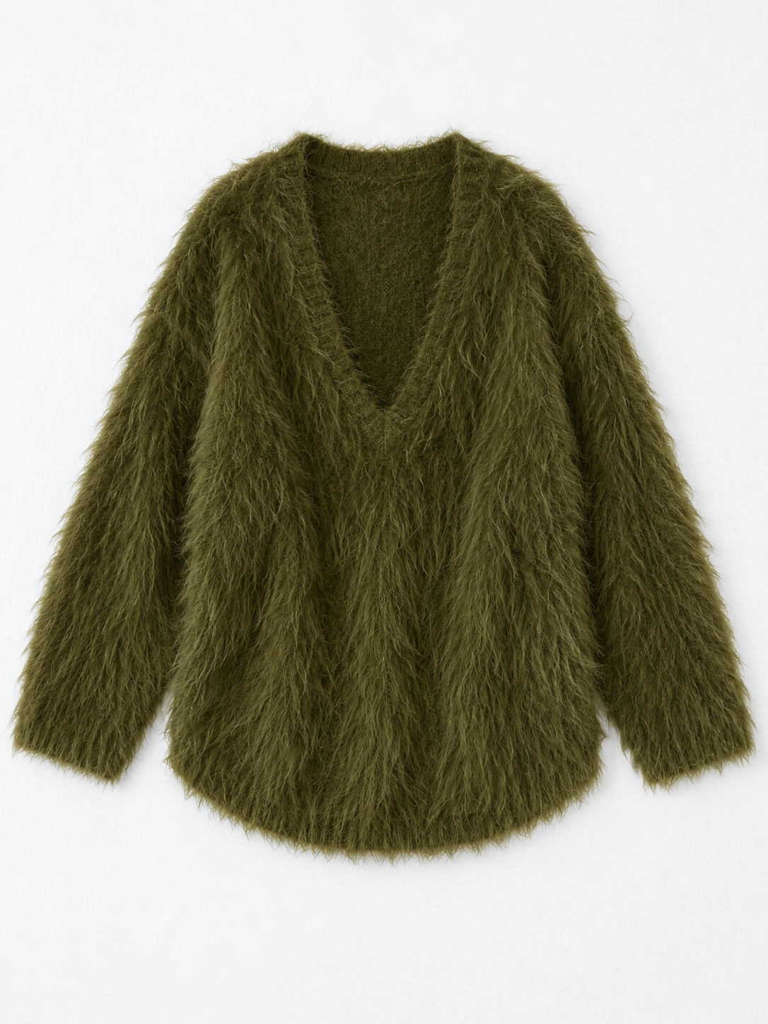 Deep V-Neck Textured Sweater