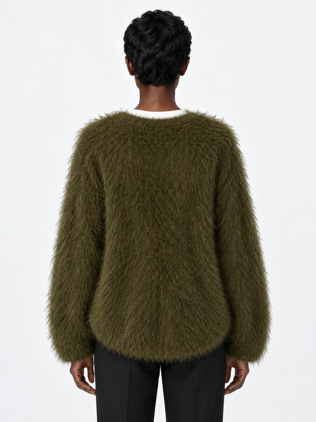 Deep V-Neck Textured Sweater