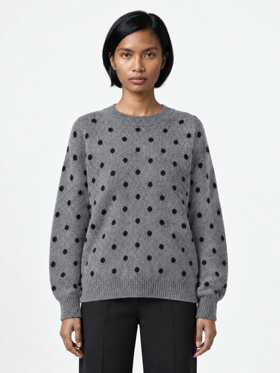 Contrast Dot Knit Sweater