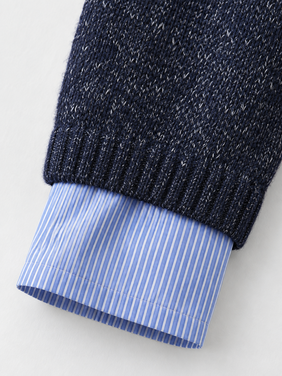 Stripe-Trim Collared Knit Sweater
