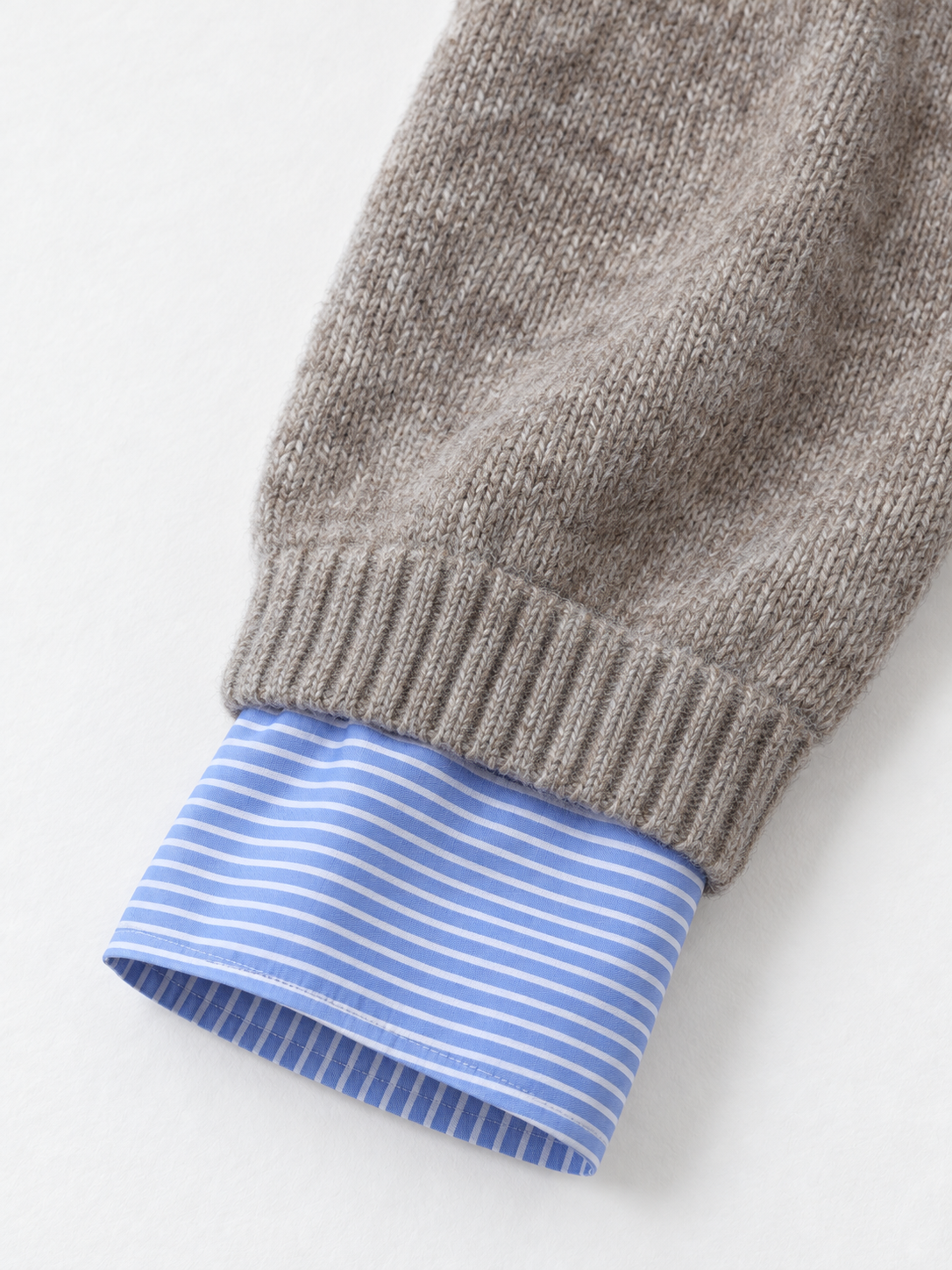Stripe-Trim Collared Knit Sweater
