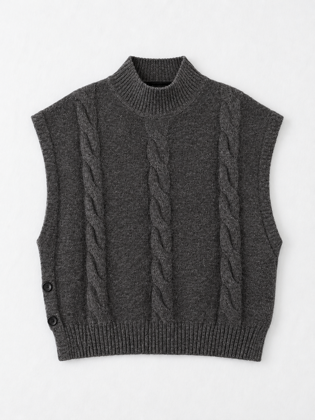 Side-Button Cable-Knit Vest