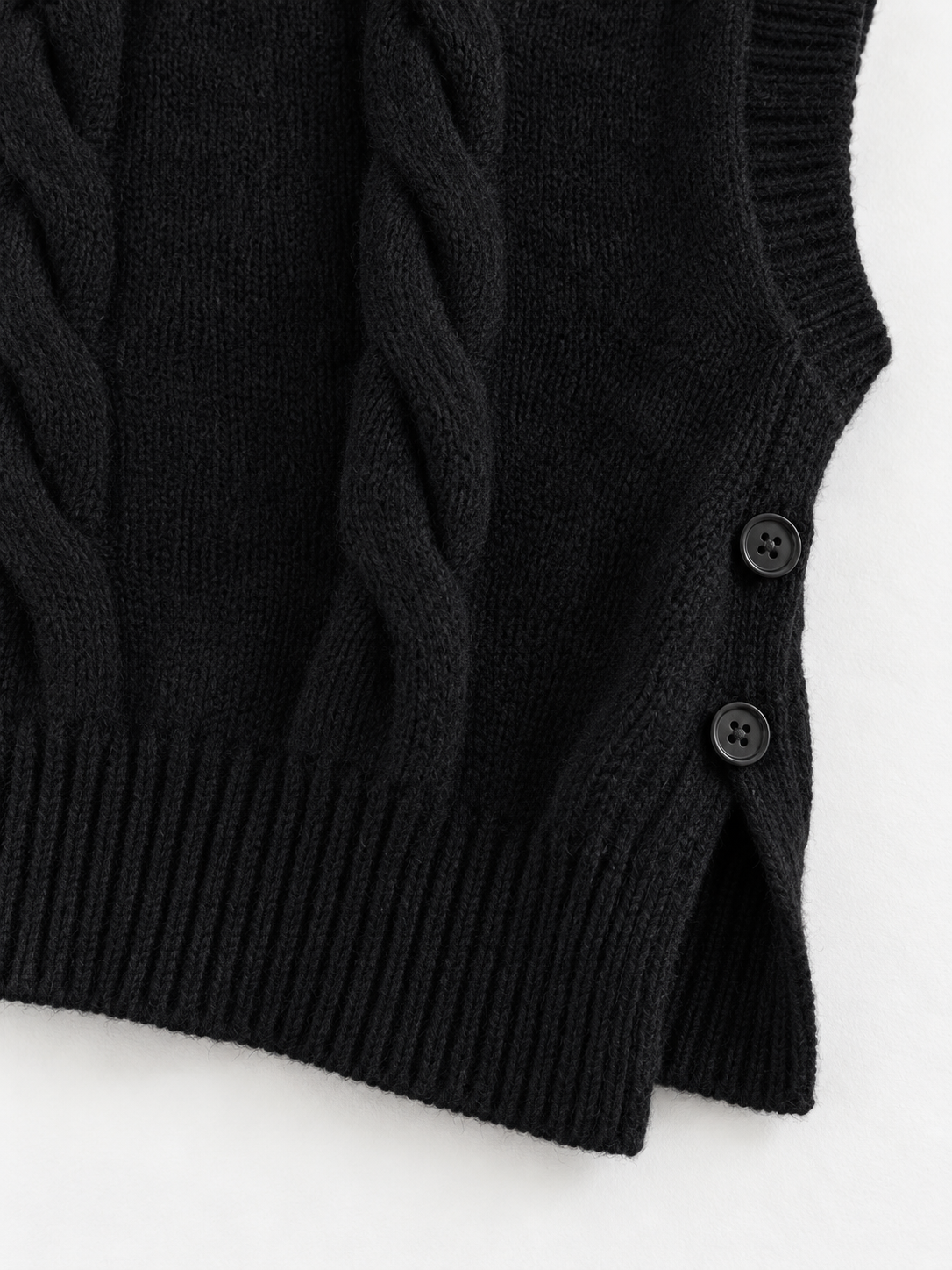 Side-Button Cable-Knit Vest