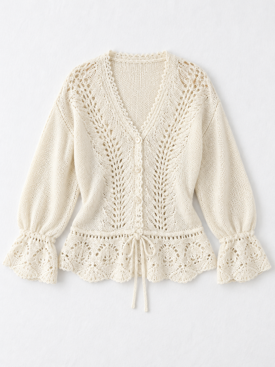 Drawstring Peplum Knit Cardigan