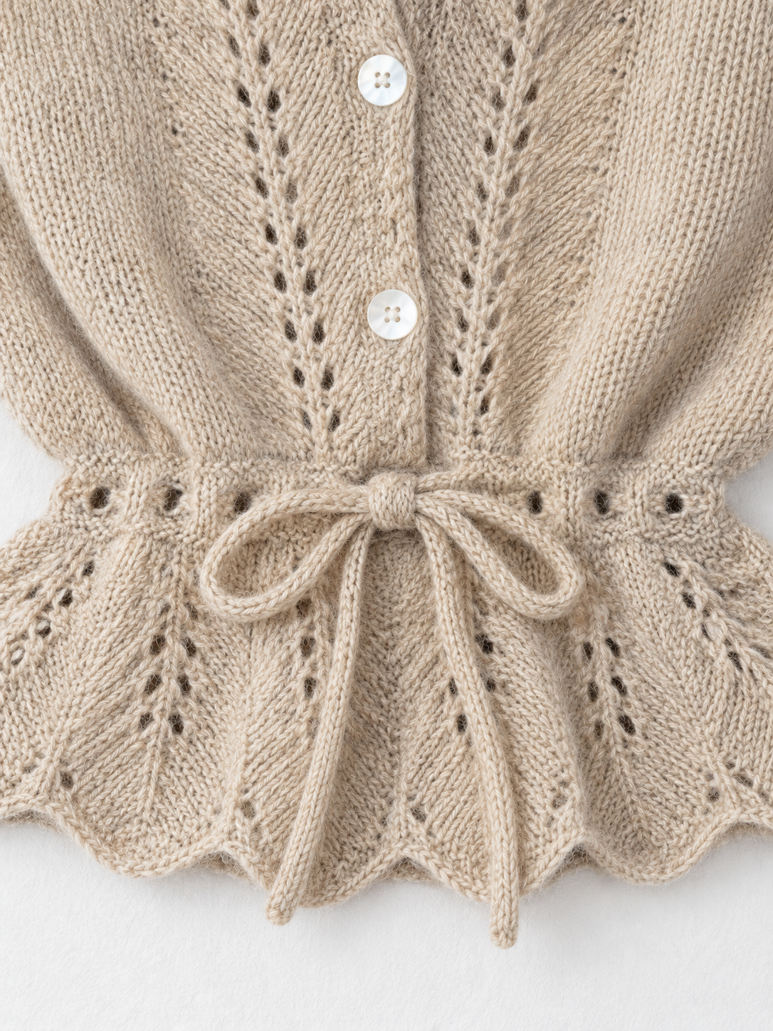 Drawstring Peplum Knit Cardigan
