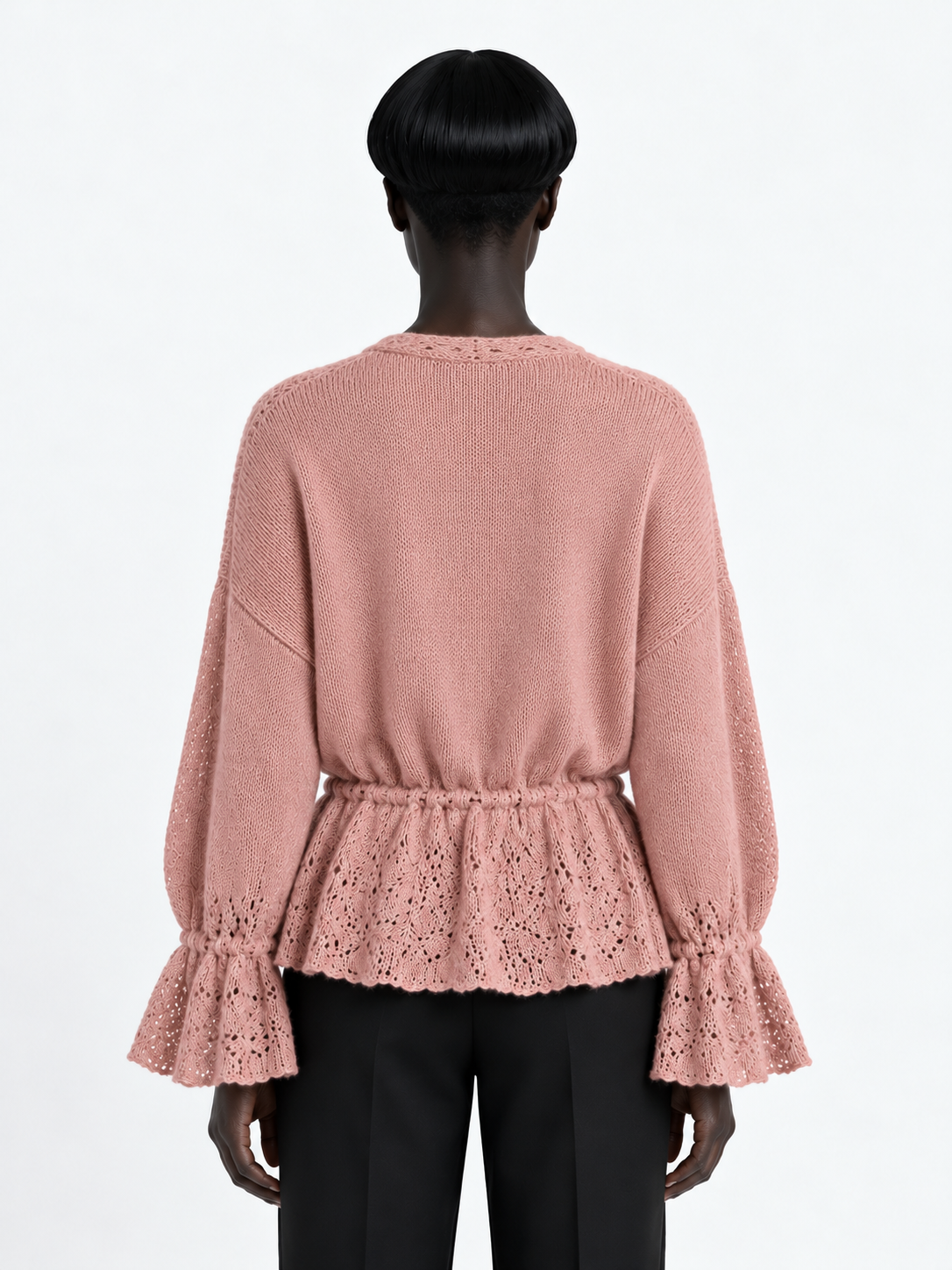 Drawstring Peplum Knit Cardigan