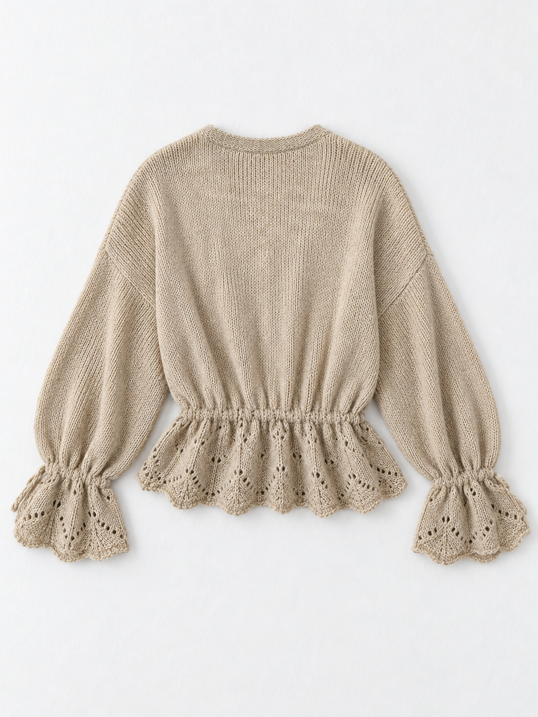 Drawstring Peplum Knit Cardigan