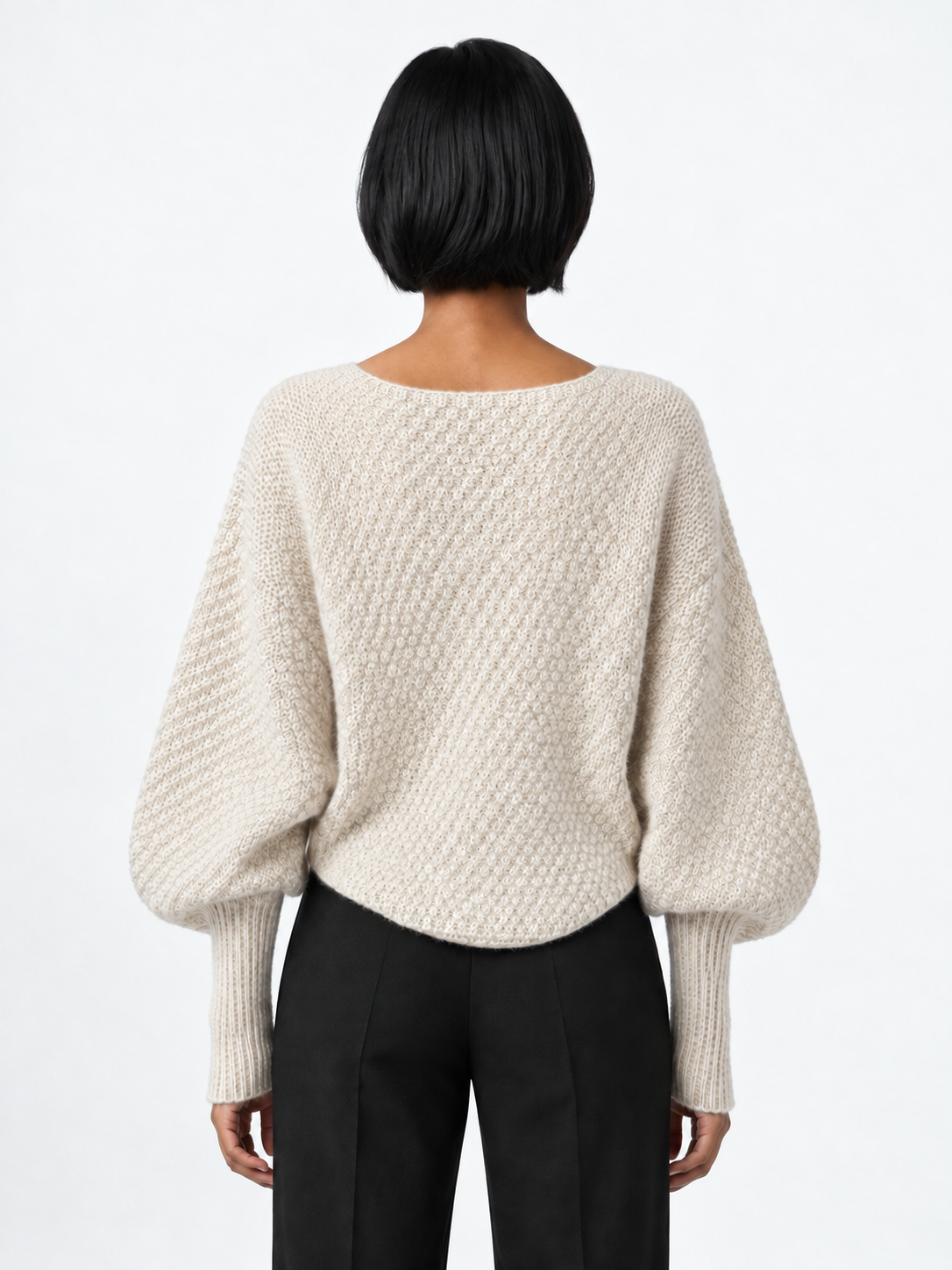 Lace-Edge Batwing Knit Cardigan
