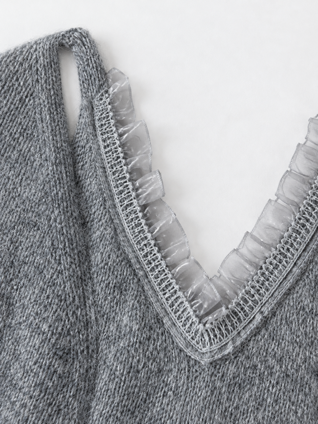 Lace-Edge Batwing Knit Cardigan