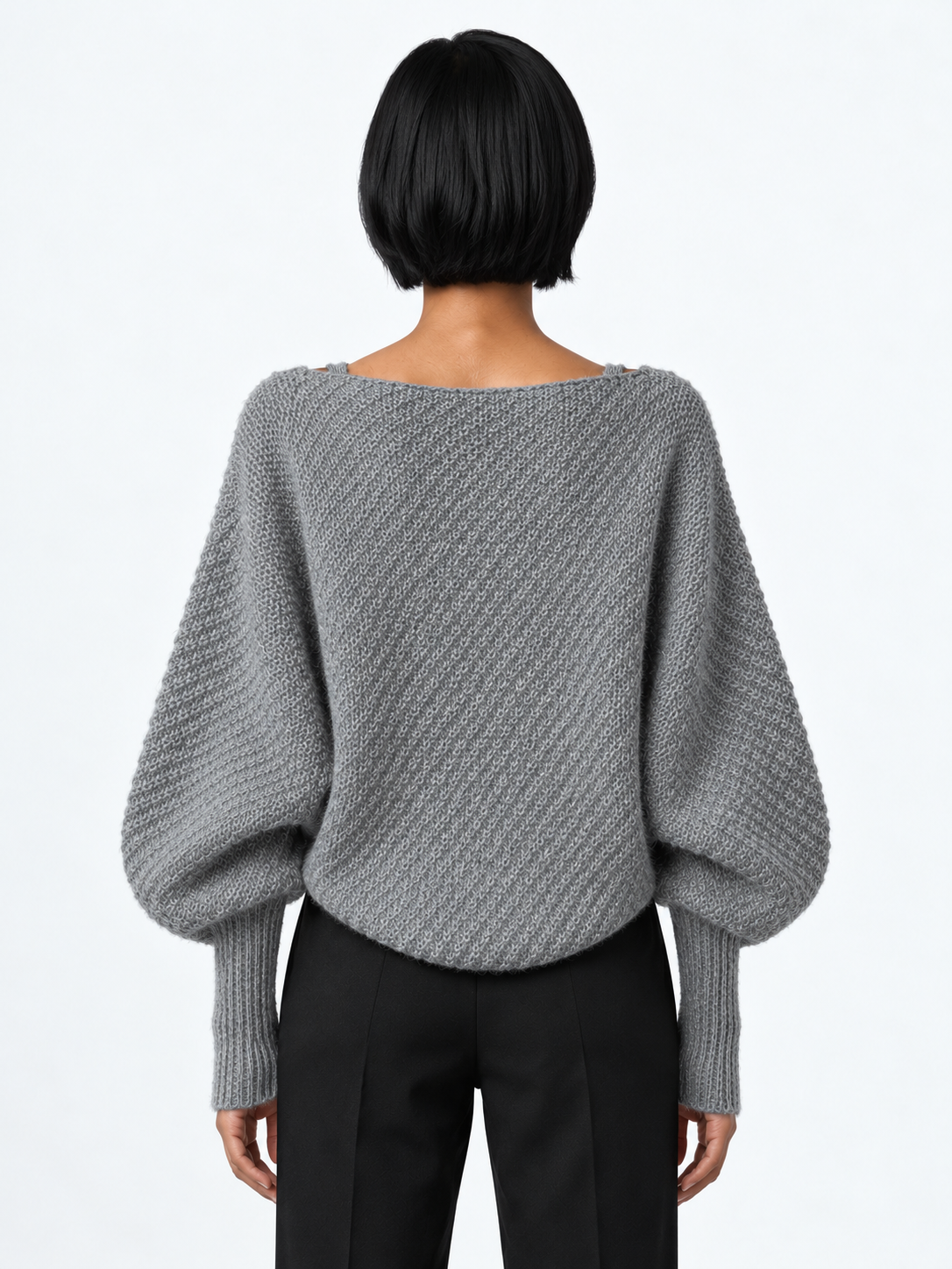 Lace-Edge Batwing Knit Cardigan