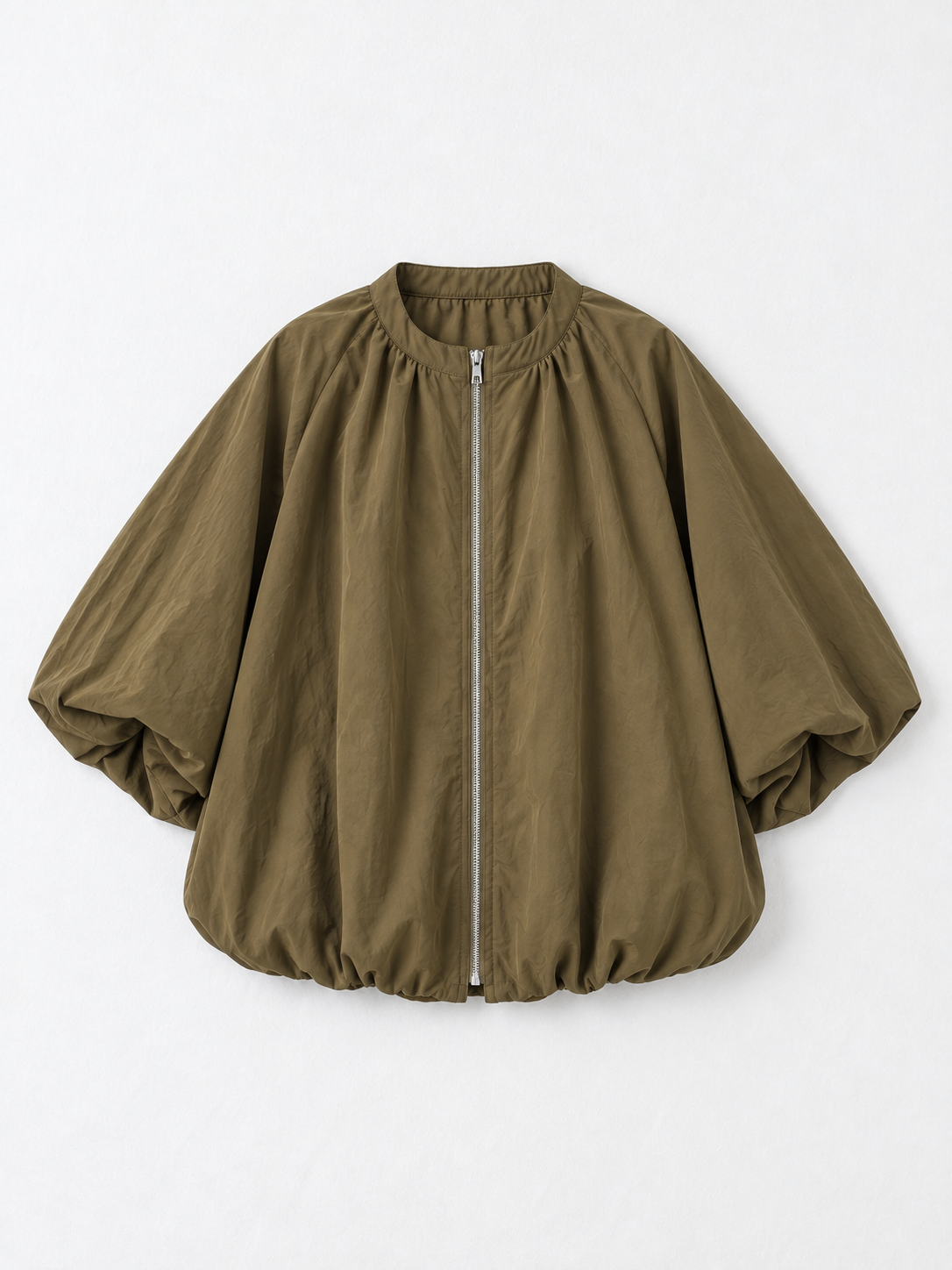 Zip-Front Cape-Sleeve Jacket