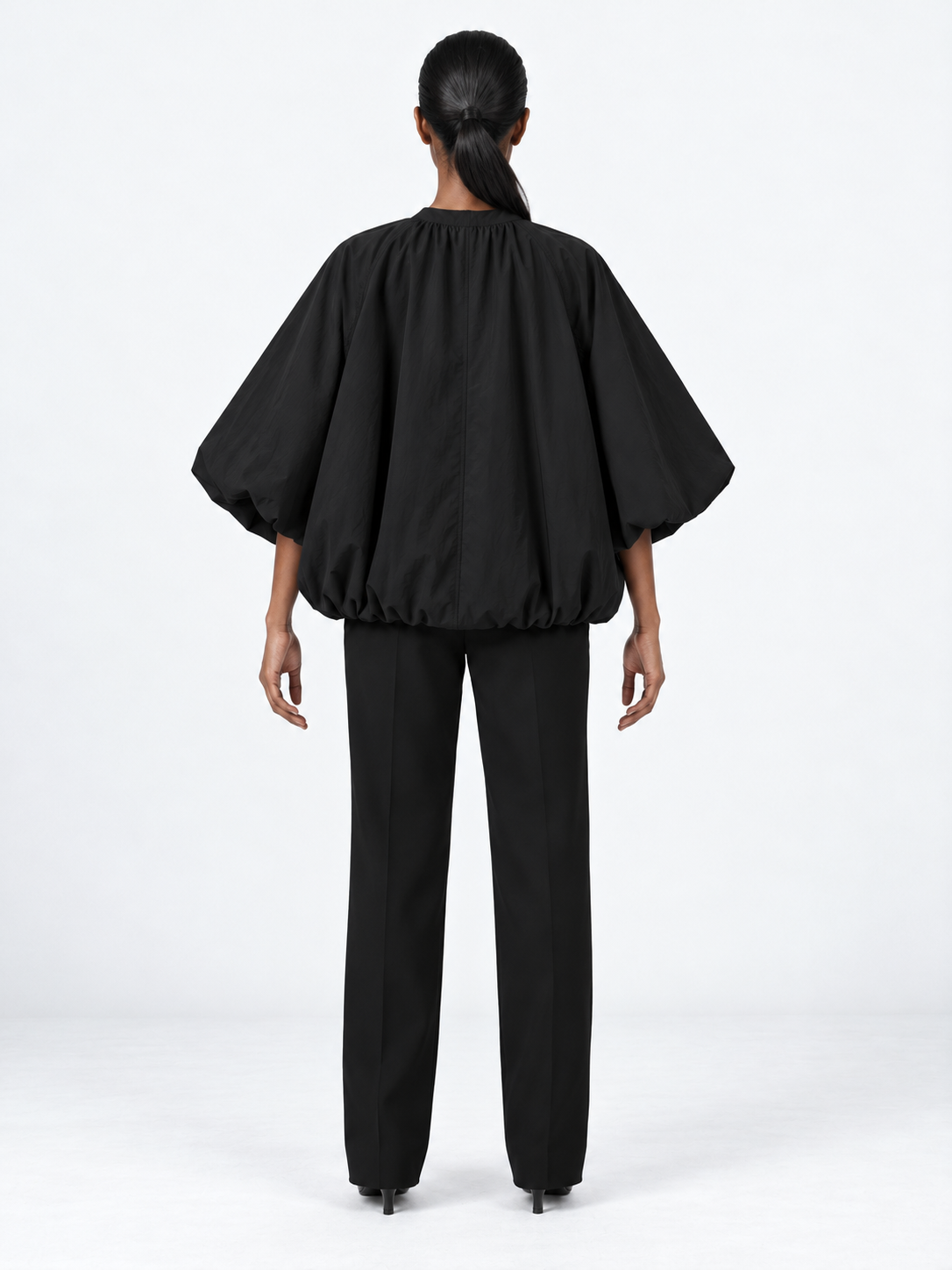 Zip-Front Cape-Sleeve Jacket