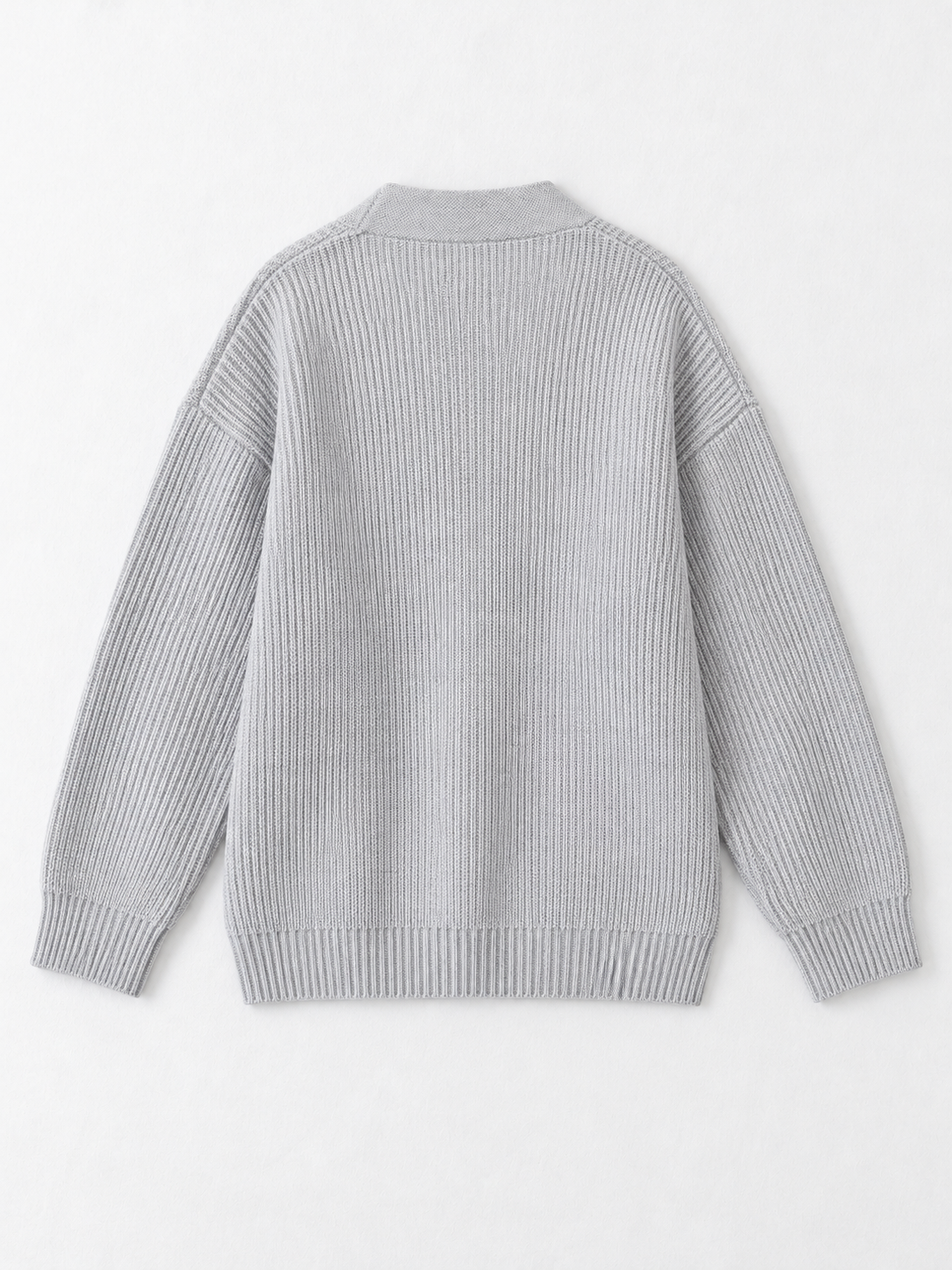 Denim-Pocket V-Neck Zip Cardigan