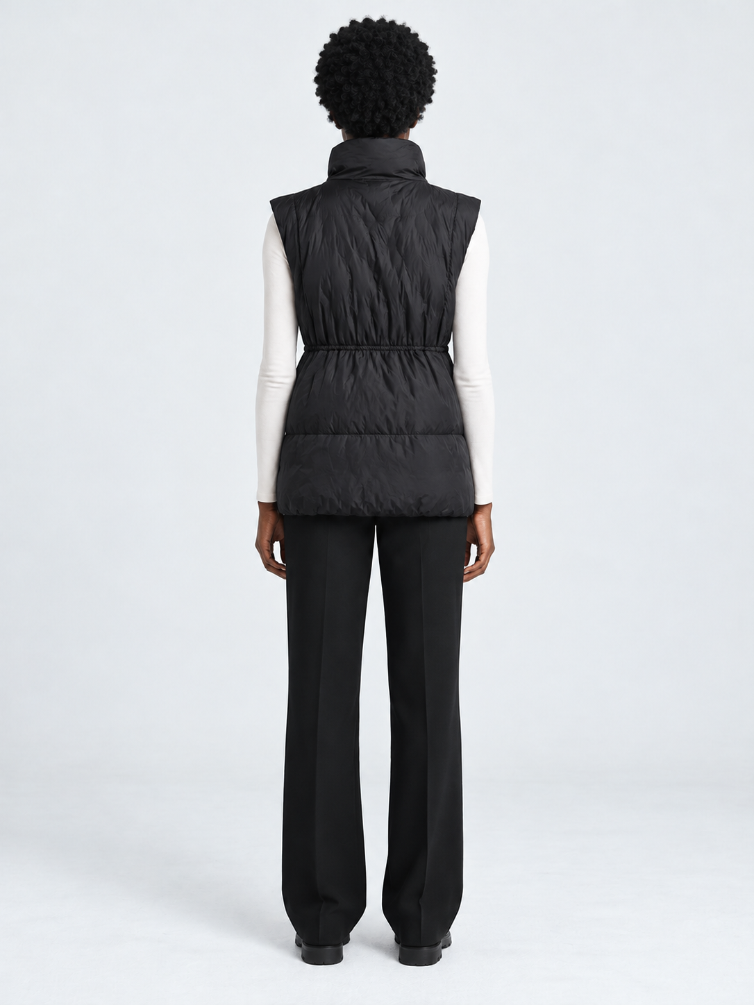 Drawstring Stand-Collar Padded Vest