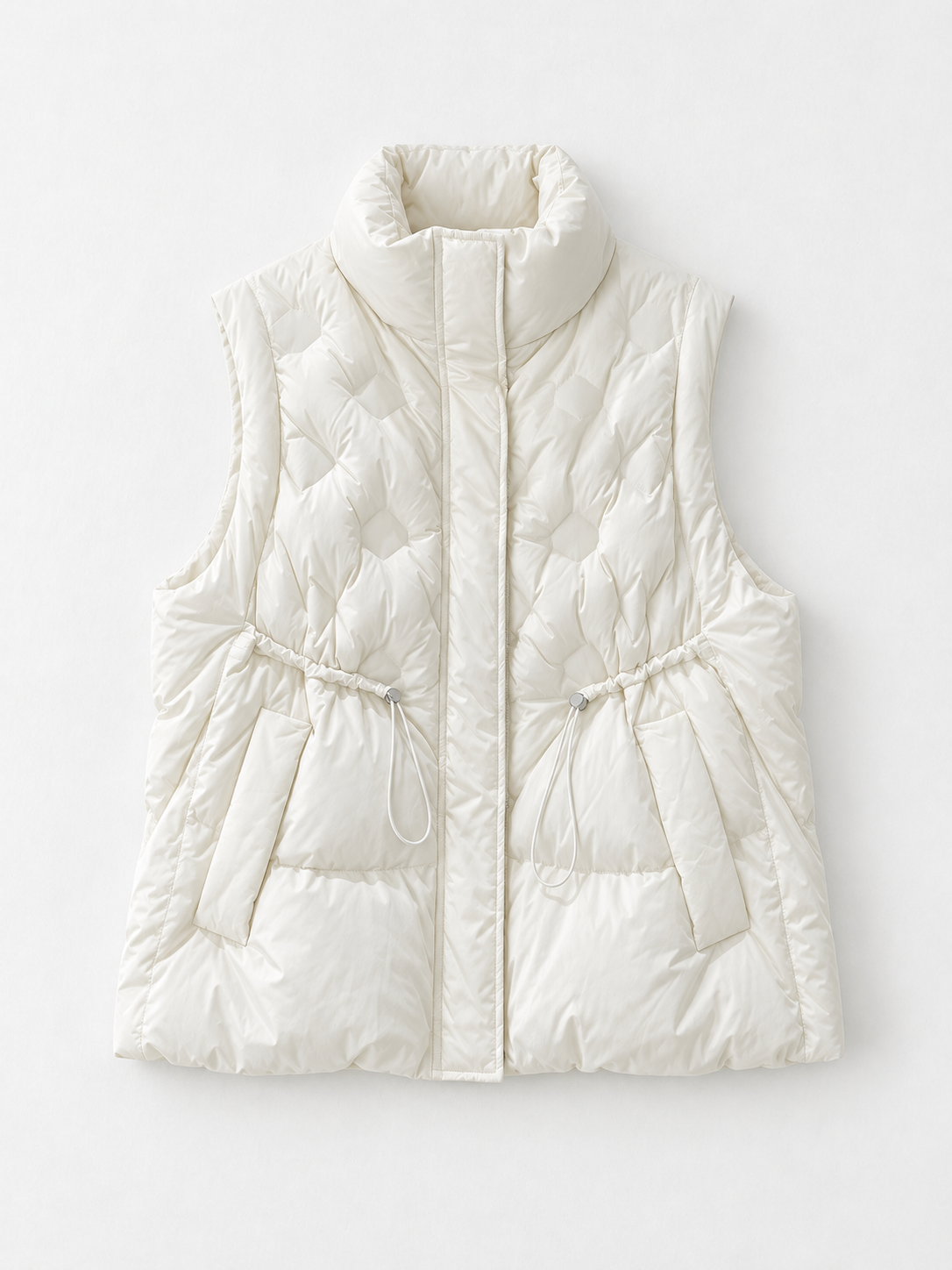 Drawstring Stand-Collar Padded Vest