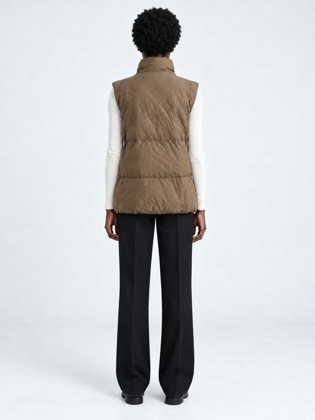 Drawstring Stand-Collar Padded Vest