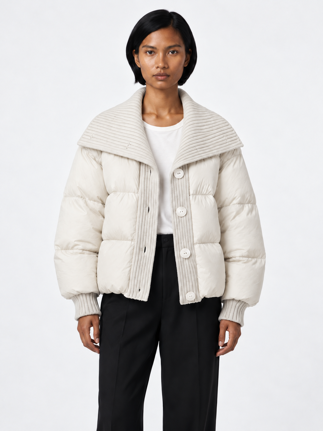Rib-Collar Padded Jacket