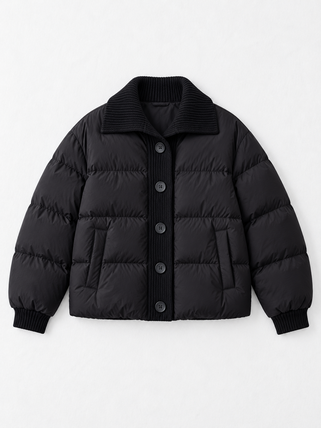 Rib-Collar Padded Jacket