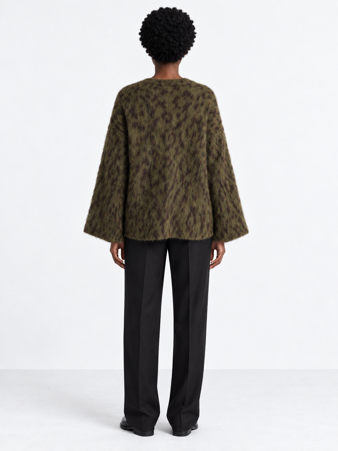 Leopard-Pattern V-Neck Sweater