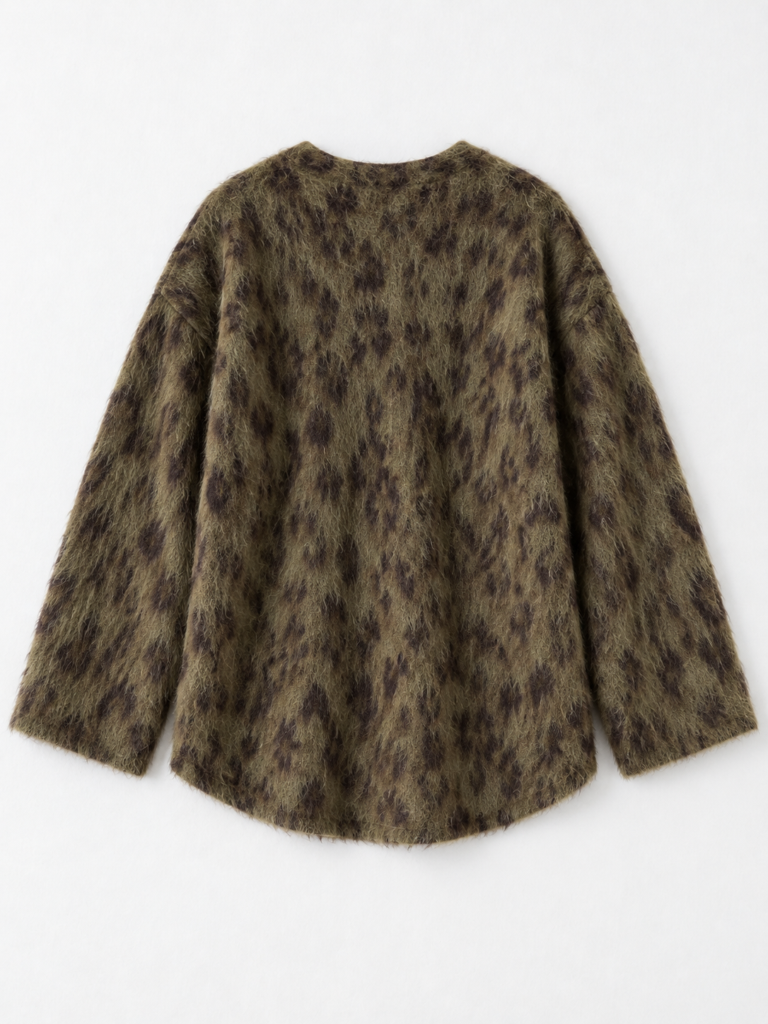 Leopard-Pattern V-Neck Sweater