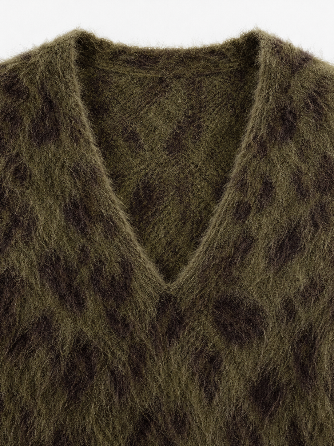 Leopard-Pattern V-Neck Sweater