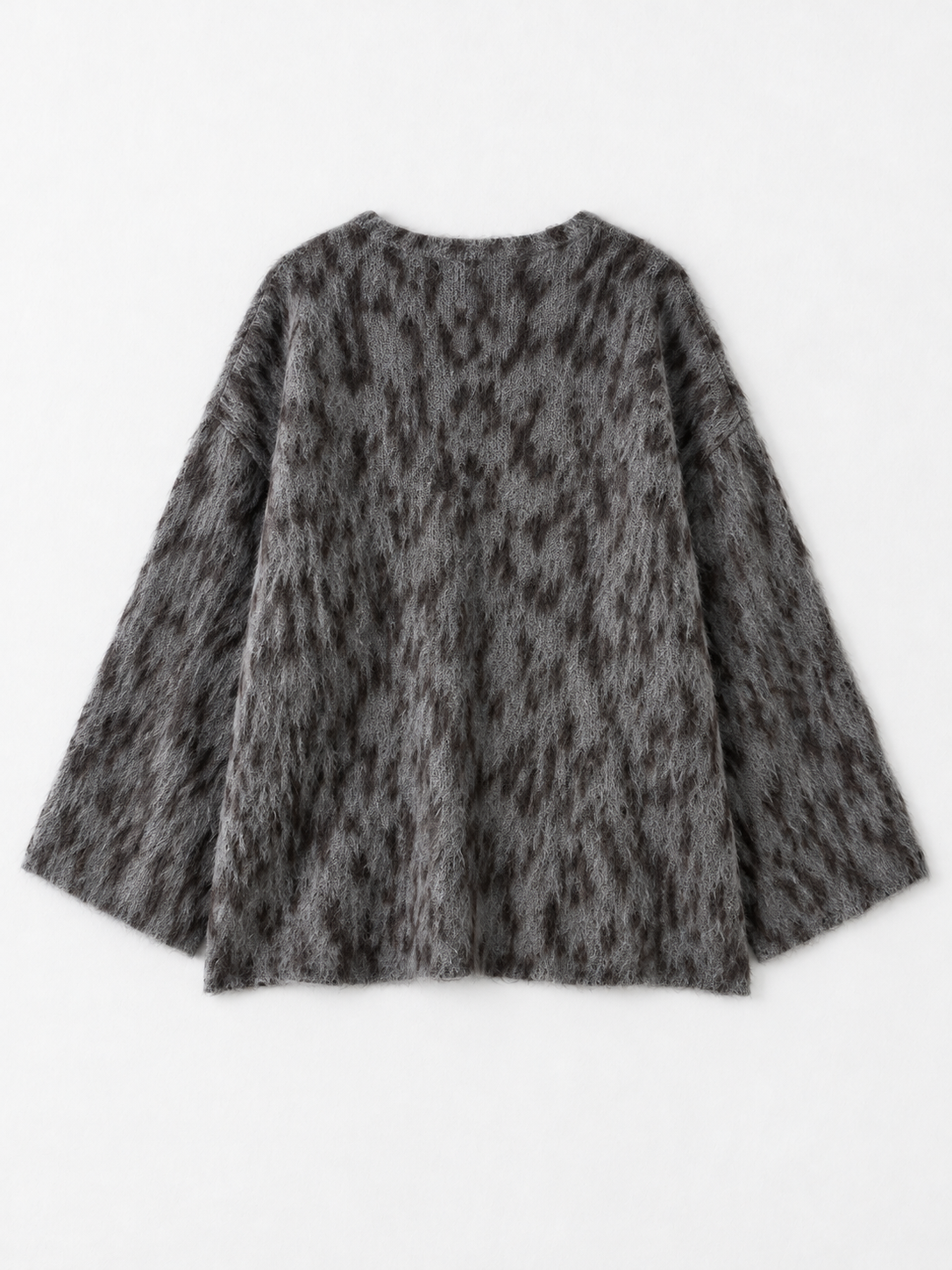 Leopard-Pattern V-Neck Sweater