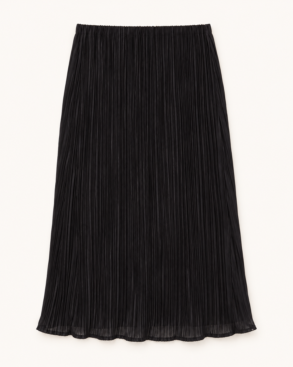 Solid Plissé Midi Skirt