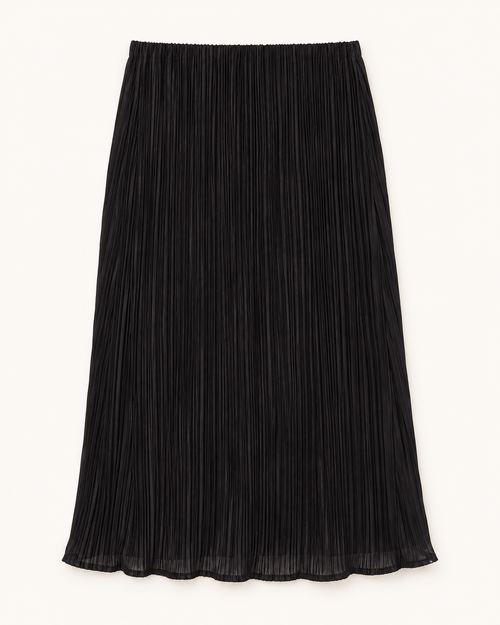 Solid Plissé Midi Skirt