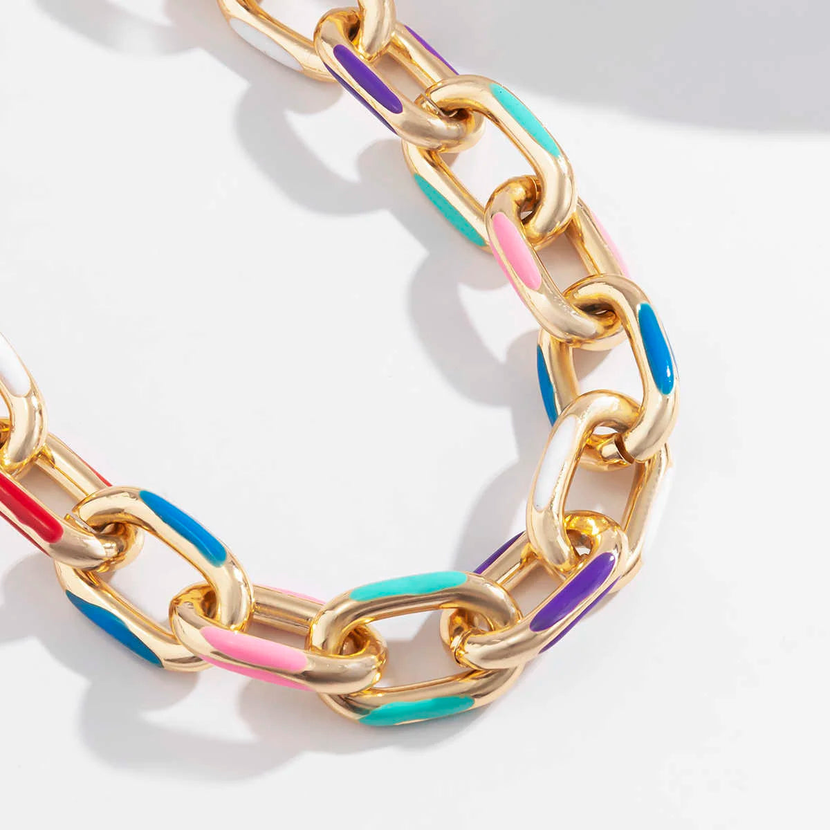 Rainbow Chain Plated Gold Necklace