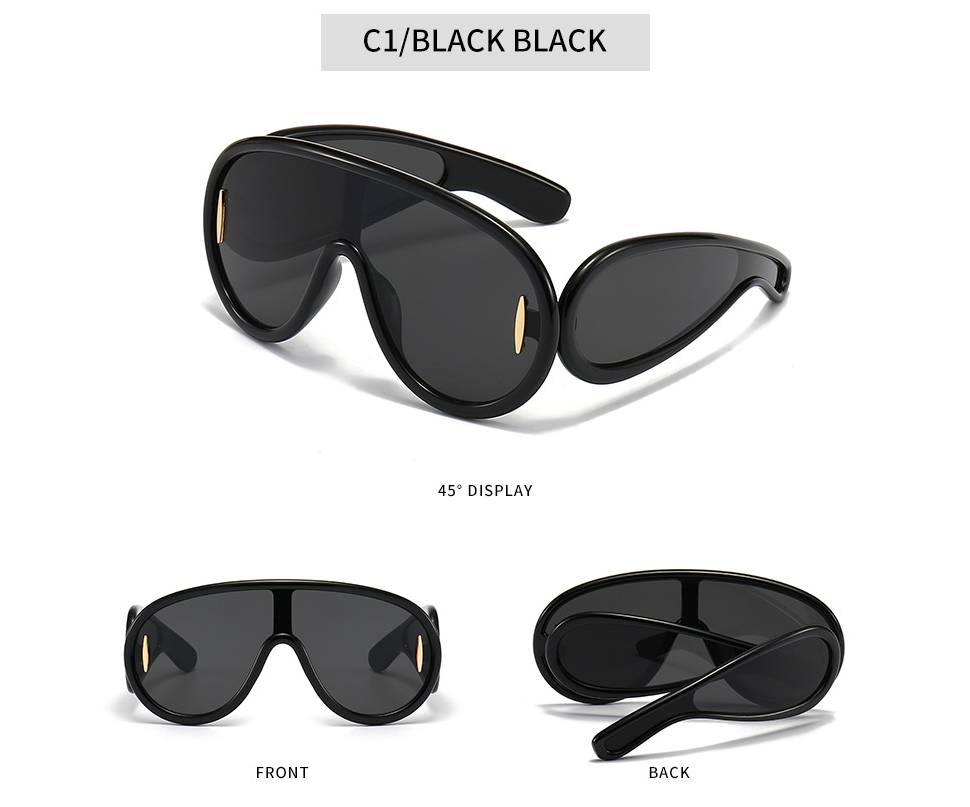 One-piece Oval Large Frame Sunglasses