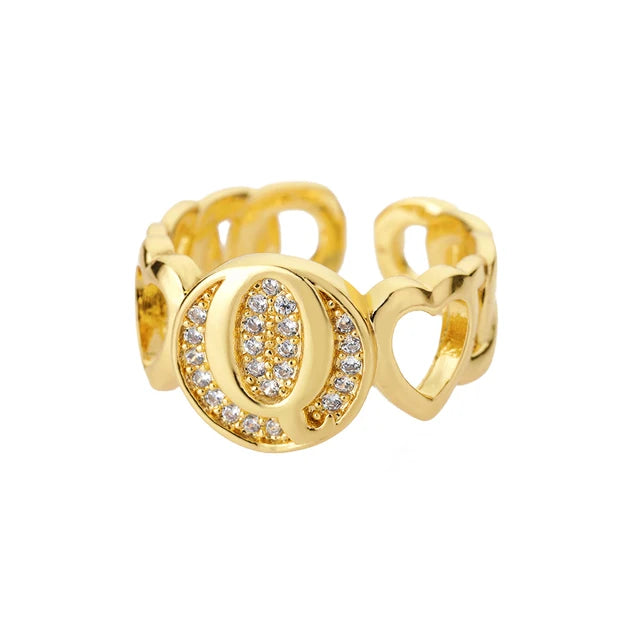 Alphabet Gold Plated Resizable Ring