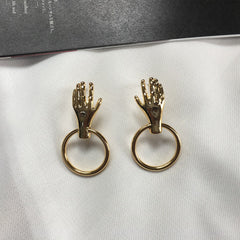 Pre Order:  Vintage Alloy Palm Circle Drop Earrings