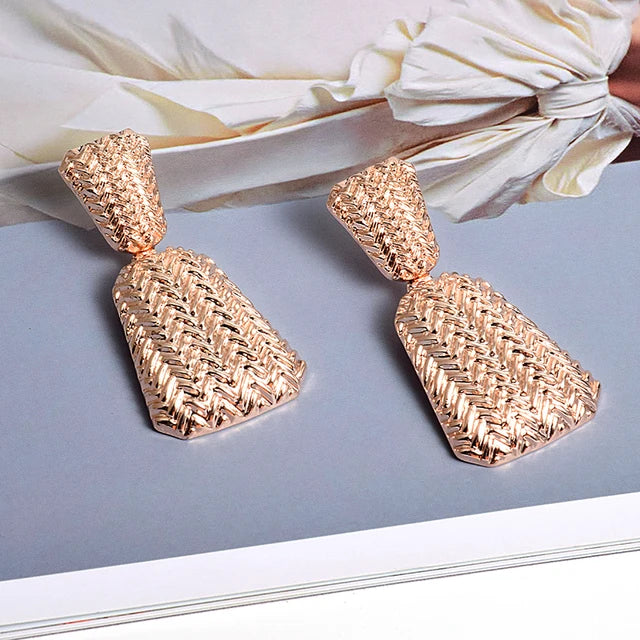 Basket Weave Texture Drop Earrings