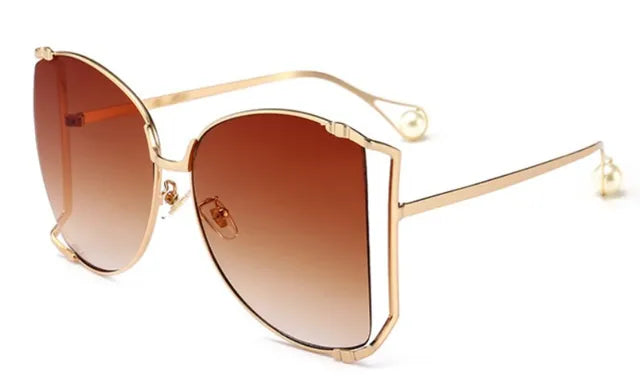 Pearl Temple Tips Square Sunglasses