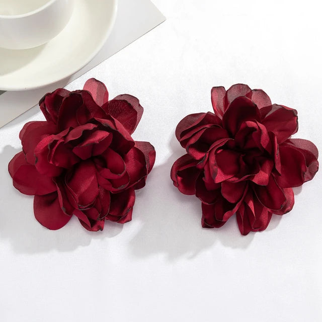 Large Flower Fabric Earrings