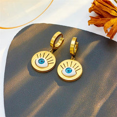 Steel Blue Eyes Pendant Earrings