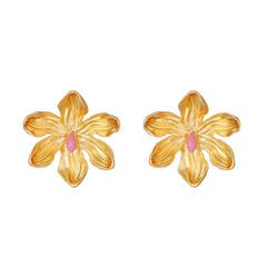 Exaggerated Colorful Alloy Flower Earrings