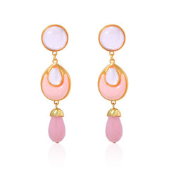 Pink Rhinestones Drop Earrings