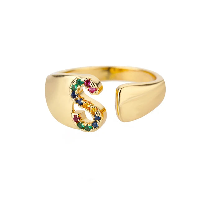 Multicolor Zircon Alphabet Plated Rings