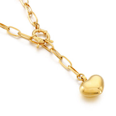 Heart Brushed Alloy Chain Necklace