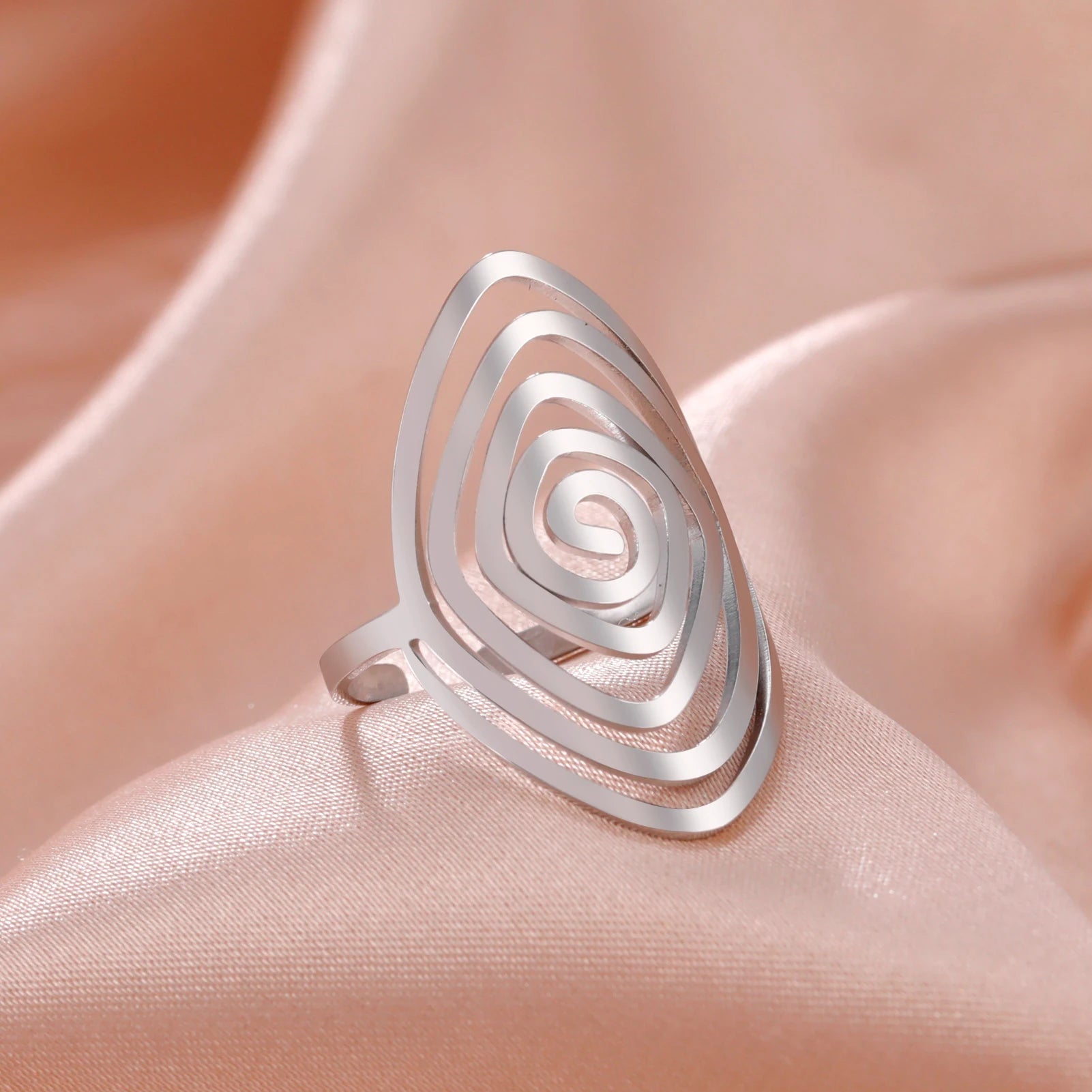 Spiral Maze Stainless Steel Ring